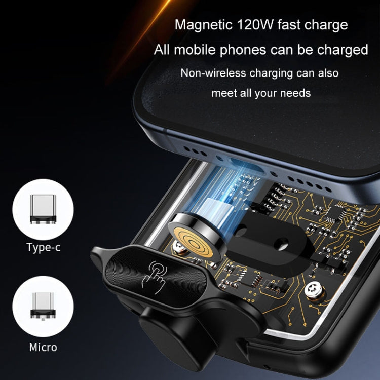 Car Magsafe Wireless Charger Transparent Induction 120W Fast Charging Universal Mobile Phone Bracket(Black)