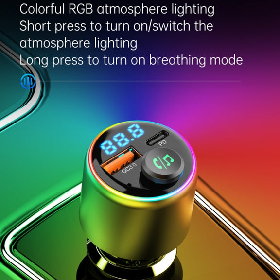 48W Car Bluetooth MP3 Player with Fast Charging(Black)