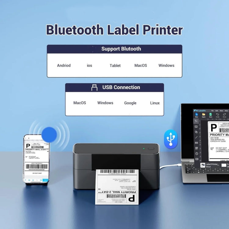 Phomemo PM245-BT Bluetooth Shipping Label Printer Support Labels Width  1- 4.6 Inch(EU Plug)