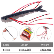 6.6cm 5pcs /Pack HENGJIA SO175 Two Color Split Fork Soft Bait Freshwater Fishing Salmon Lures(Color 3)