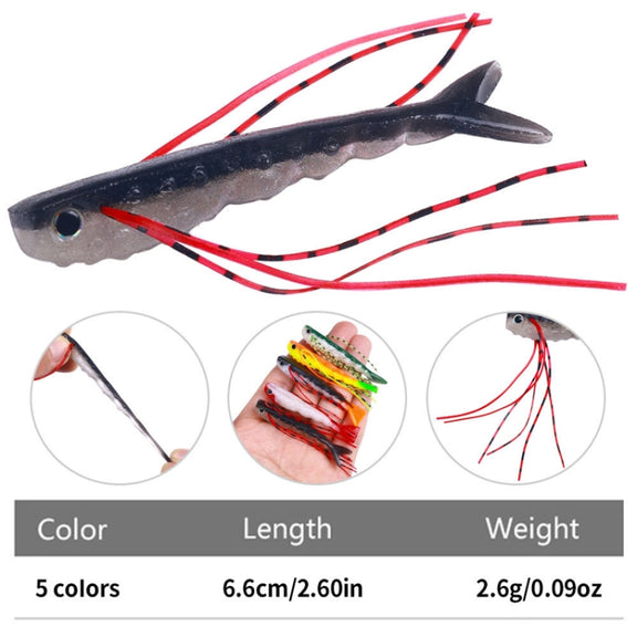 6.6cm 5pcs /Pack HENGJIA SO175 Two Color Split Fork Soft Bait Freshwater Fishing Salmon Lures(Color 3)