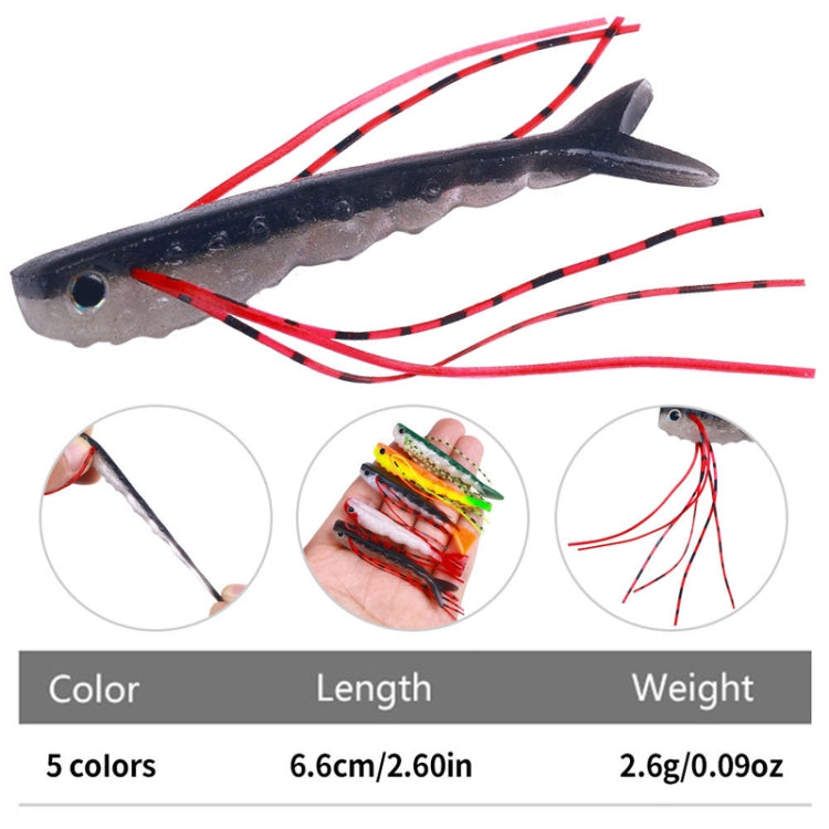 6.6cm 5pcs /Pack HENGJIA SO175 Two Color Split Fork Soft Bait Freshwater Fishing Salmon Lures(Color 4)
