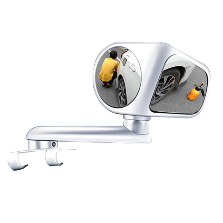 Car Auxiliary Mirror Multi-Function Wide-Angle Rear View Reversing Mirror(White Right)
