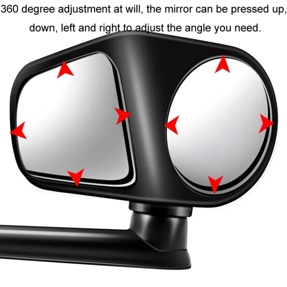Car Auxiliary Mirror Multi-Function Wide-Angle Rear View Reversing Mirror(Black Left)