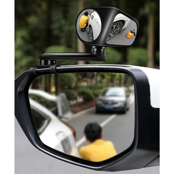 Car Auxiliary Mirror Multi-Function Wide-Angle Rear View Reversing Mirror(White Left)