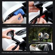Car Auxiliary Mirror Multi-Function Wide-Angle Rear View Reversing Mirror(White Right)