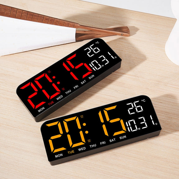 LED Screen Digital Display Desktop Alarm Clock Multifunctional Decoration Wall Clock(Green)