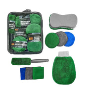 9pcs /Set Car Detailing Gloves Rags Waxing Cleaning Set(Green)