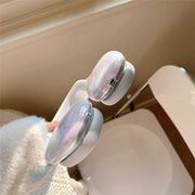 For AirPods Max 1Pair Marble Textured Butterfly Pattern Headphone Silicone Case(Light Purple)