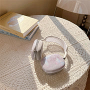 For AirPods Max 1Pair Marble Textured Butterfly Pattern Headphone Silicone Case(Light Purple)