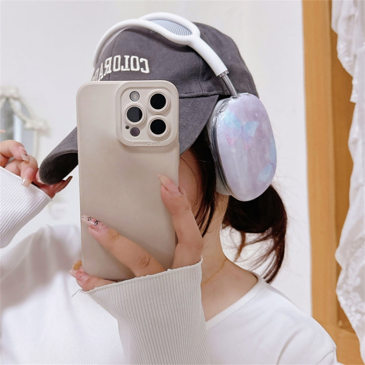 For AirPods Max 1Pair Marble Textured Butterfly Pattern Headphone Silicone Case(Light Purple)