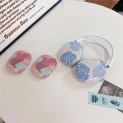 For AirPods Max 1Pair Tropical Leaf Pattern Headphone Silicone Case(Blue)