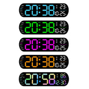 Remote Control Digital Display Atmosphere Light Wall Clock Living Room Decoration Clock, Color: Dark Pink
