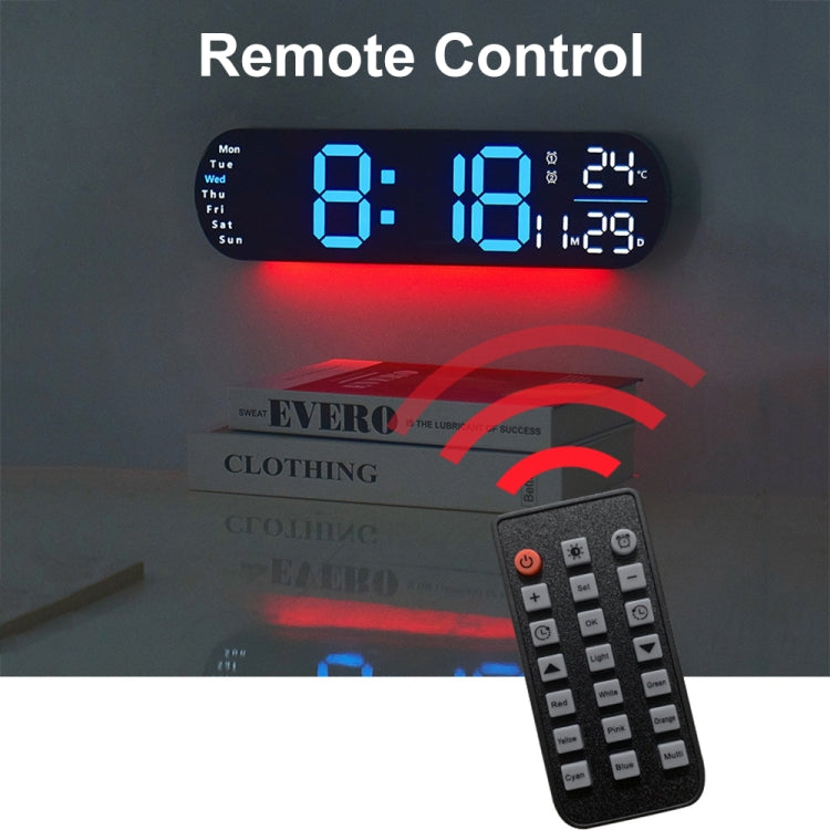 Remote Control Digital Display Atmosphere Light Wall Clock Living Room Decoration Clock, Color: Dark Pink