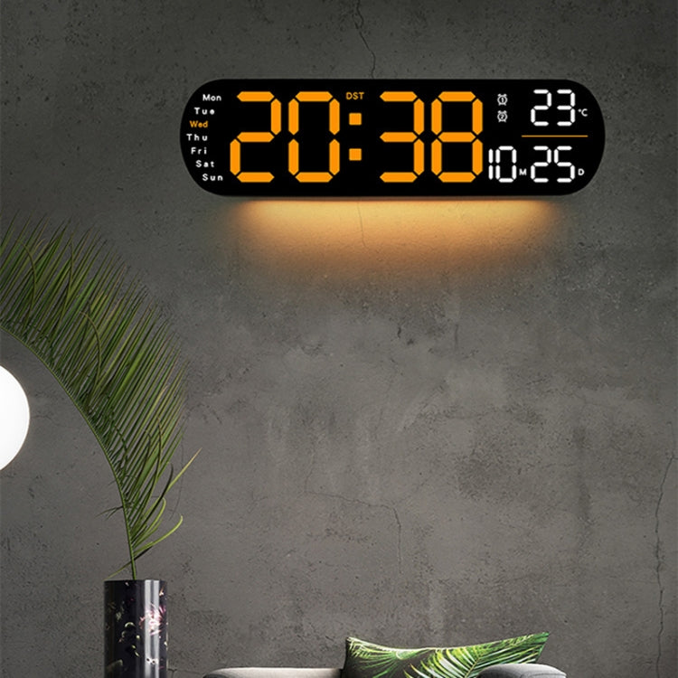Remote Control Digital Display Atmosphere Light Wall Clock Living Room Decoration Clock, Color: Dark Pink