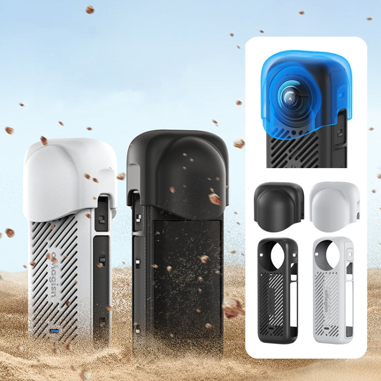 For Insta360 X4 AMagisn Silicone Protective Cover Lens Cover Black