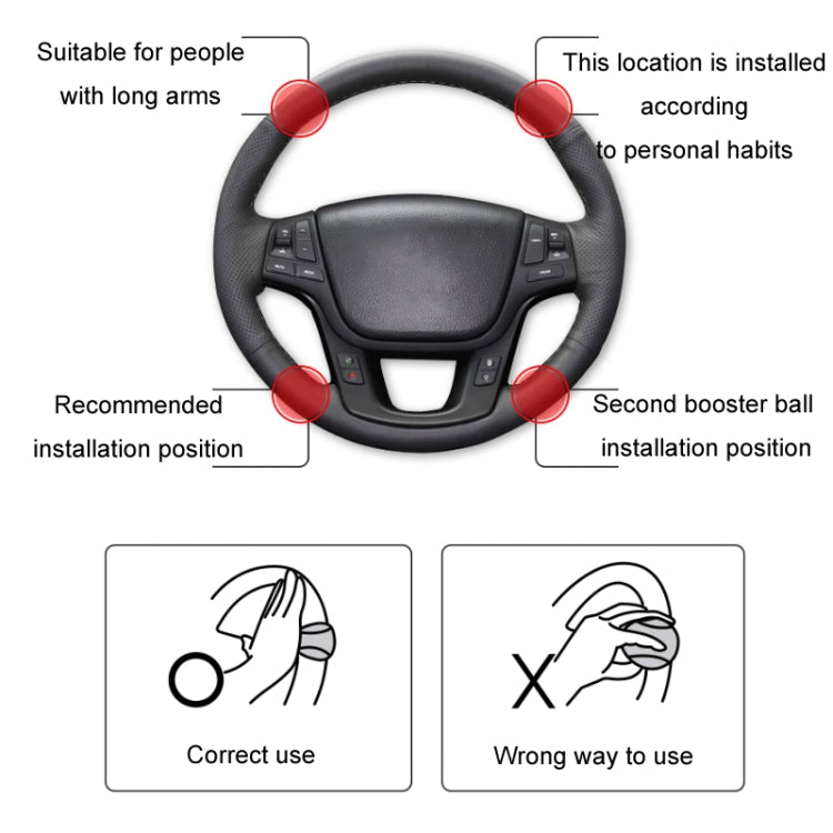 Automobile Multifunctional Bearing Steering Wheel Power Ball(Oval Black)