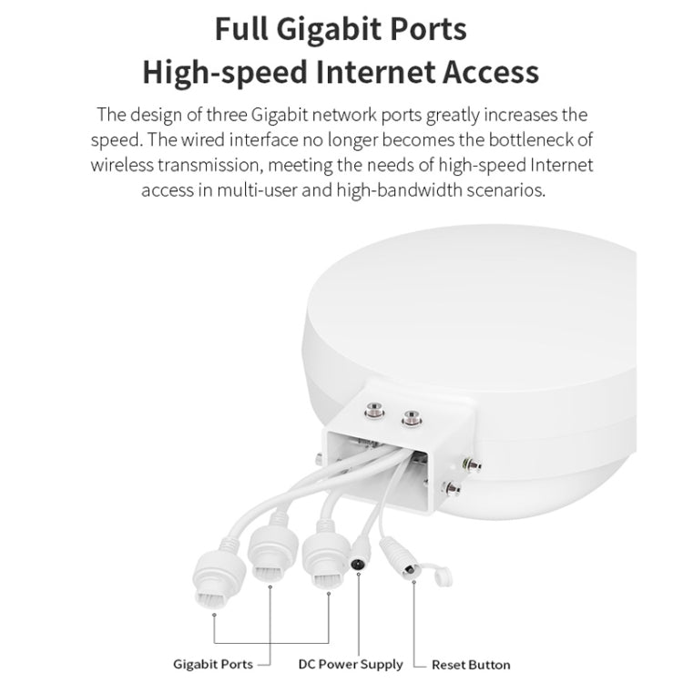 COMFAST WA933 Wi-Fi6  3000Mbps Outdoor Access Point Dual Band Water-resistant Wireless Router Support VLAN(US Plug)
