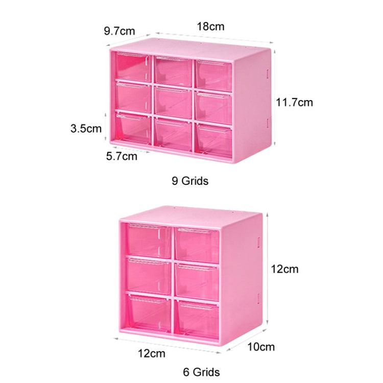 Transparent Desktop Small Objects Compartment Drawer Organizer Hair Accessories Storage Case, Color: 6 Grids Pink