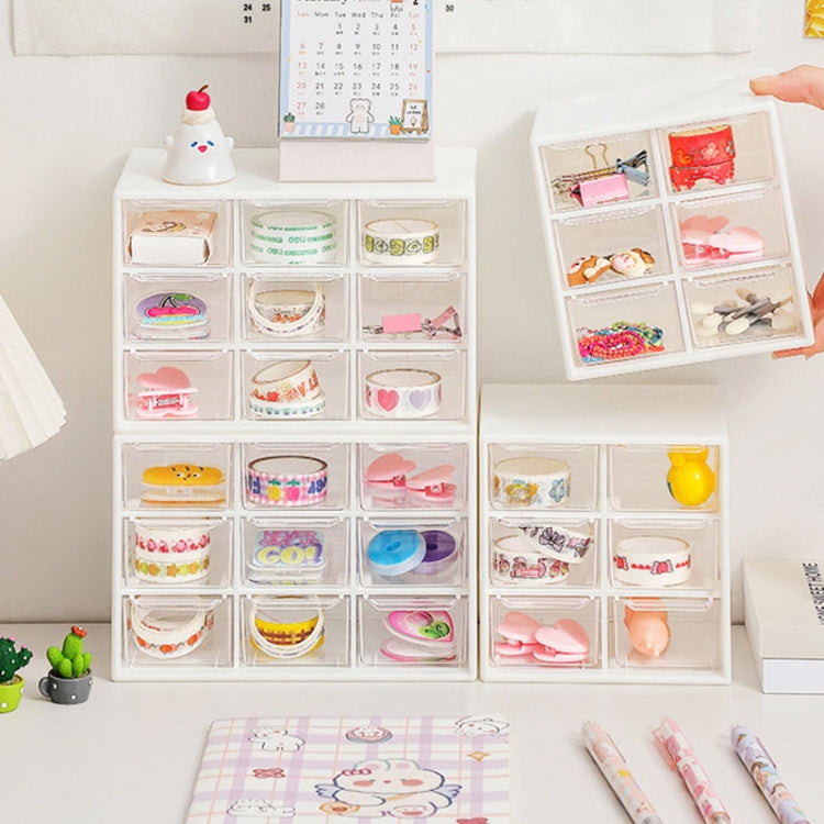 Transparent Desktop Small Objects Compartment Drawer Organizer Hair Accessories Storage Case, Color: 9 Grids White