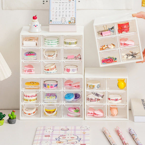 Transparent Desktop Small Objects Compartment Drawer Organizer Hair Accessories Storage Case, Color: 6 Grids Pink