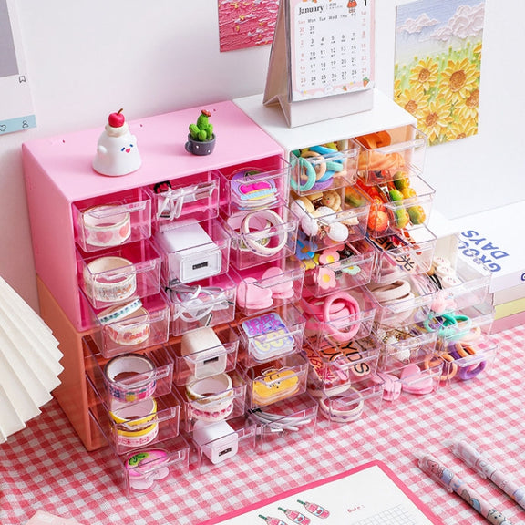 Transparent Desktop Small Objects Compartment Drawer Organizer Hair Accessories Storage Case, Color: 9 Grids White