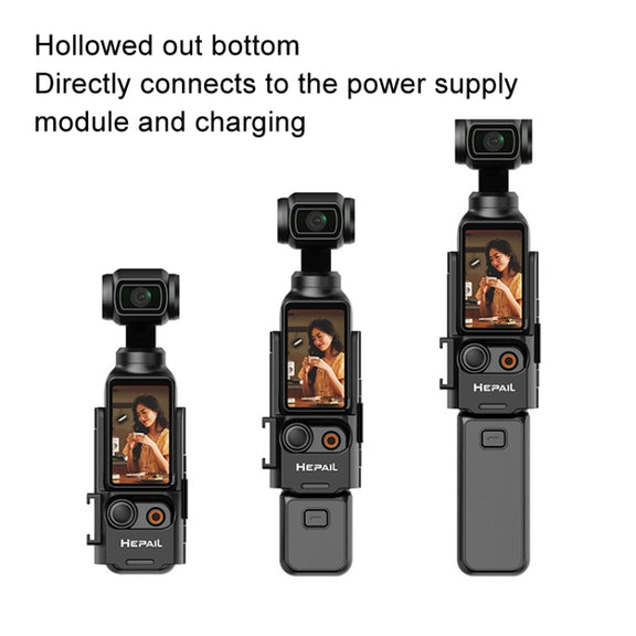 For DJI Osmo Pocket 3 HEPAIL Extended Adapter Protective Bezel Extension Handle Cold Shoe Adapter Bracket