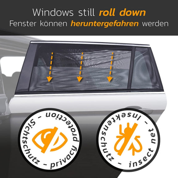 Car Sun Protection Anti-mosquito Window Zipper Sunshade(Rear Window (Left+Right))