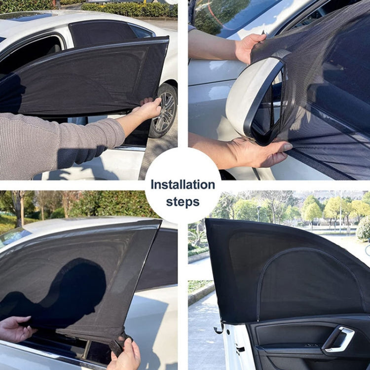 Car Sun Protection Anti-mosquito Window Zipper Sunshade(Rear Window (Left+Right))