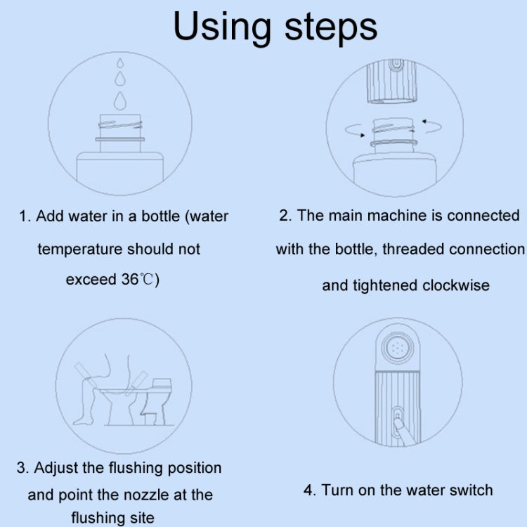 Female Handheld Mini External Vaginal Wash Maternity Portable Electrical Feminine Cleanser, Model: Lightless Model+Bottle