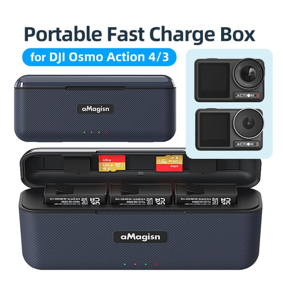 For DJI Action 4 / 3 aMagisn Fast Charge Charging Box Charger Sports Camera Accessories