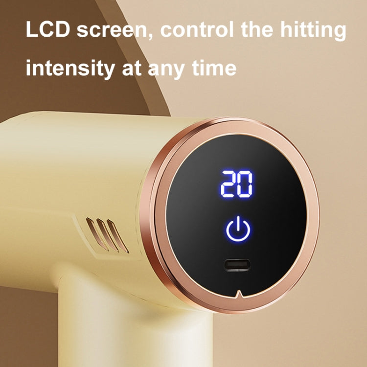 LCD Variable Frequency Silent Fascia Gun High Frequency Vibration Muscle Relaxation Massager(White)