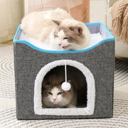 Multifunctional Sisal Cats Scratching Board Foldable Pet Bed(Navy Blue)