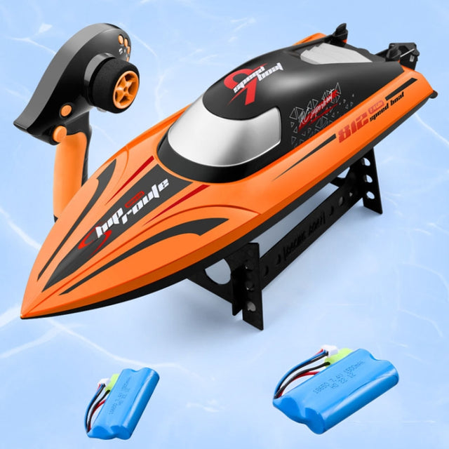 812 High-Speed RC Boat Large Horsepower Speedboat Long Endurance Water-resistant Boys Water Toy Dual Batteries(Orange)