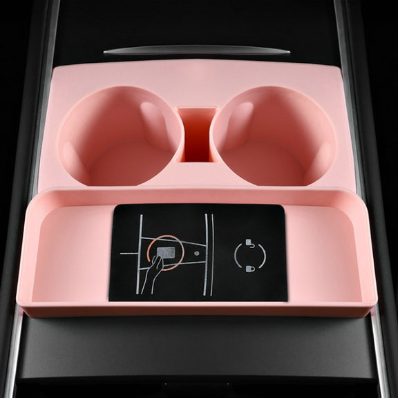 For Tesla Model3/Y Central Water Cup Limiter Silicone Coaster(Pink)