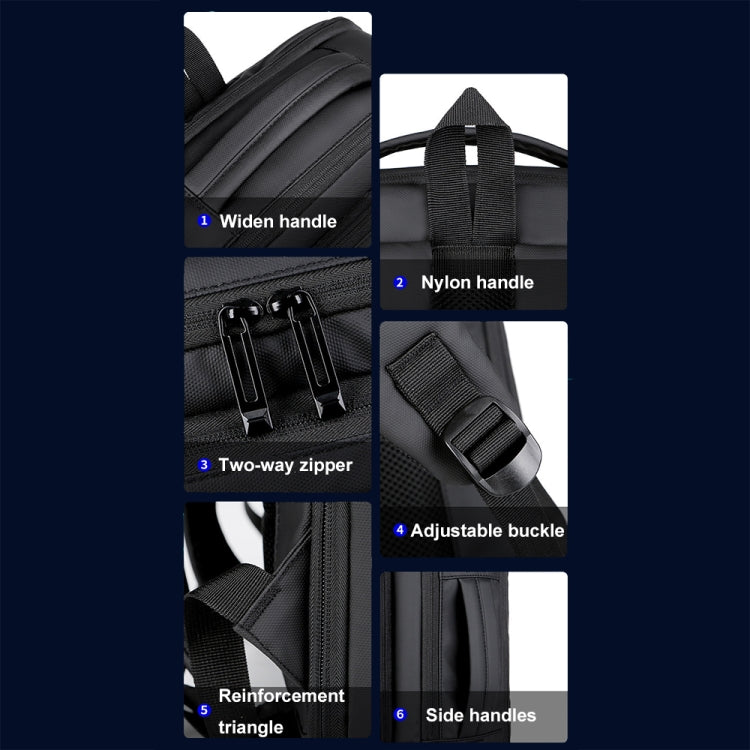 Expandable Business Water-resistant Laptop Backpack With USB Port(Black)