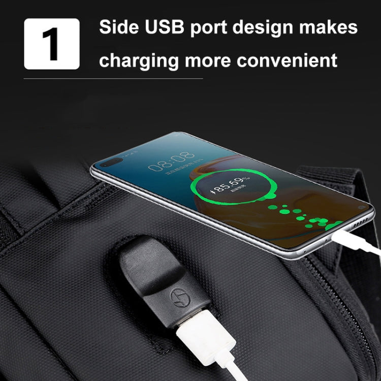Expandable Business Water-resistant Laptop Backpack With USB Port(Black)