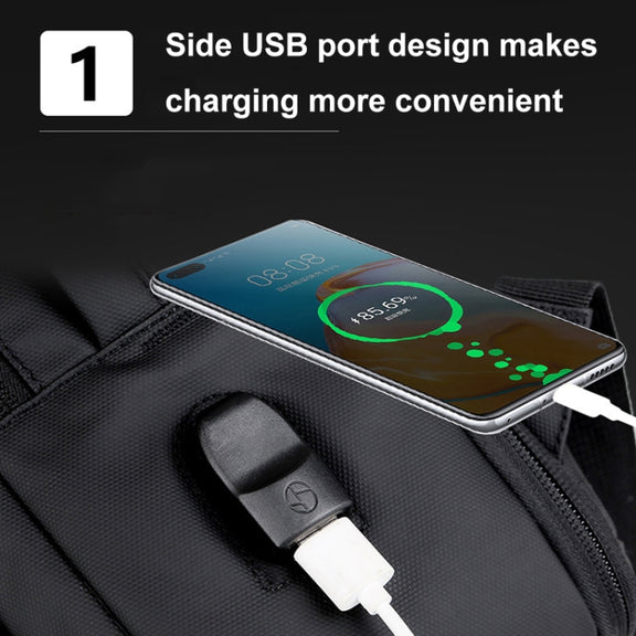 Expandable Business Water-resistant Laptop Backpack With USB Port(Black)