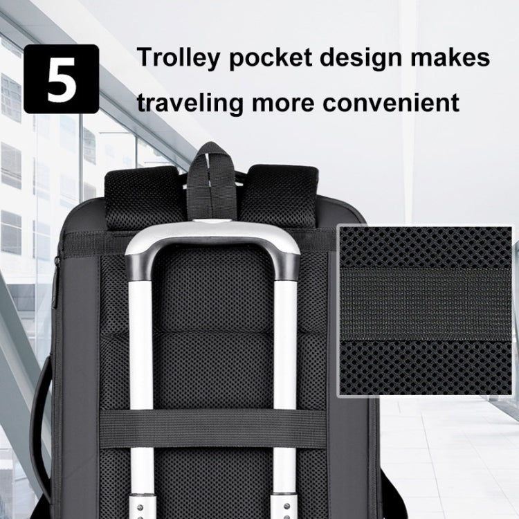 Expandable Business Water-resistant Laptop Backpack With USB Port(Black)