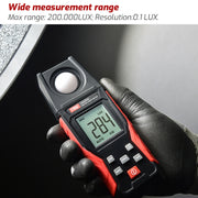 TASI TA630A Integrated Digital Light Meter Illuminance Lux Meter Backlight LCD Display 0.1-200000LUX/0.01-20000FC Light Sensor Tester