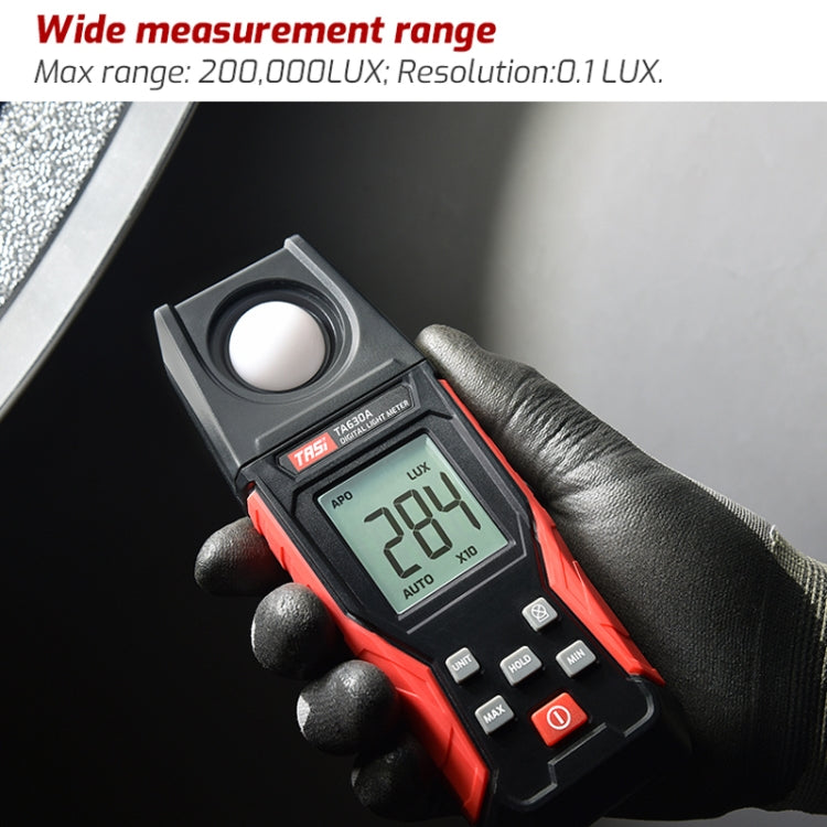 TASI TA630A Integrated Digital Light Meter Illuminance Lux Meter Backlight LCD Display 0.1-200000LUX/0.01-20000FC Light Sensor Tester