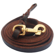 1.2 x 300cm Pet Outing Cowhide Towing Leash Dog Training Harness(Bronze Hook)