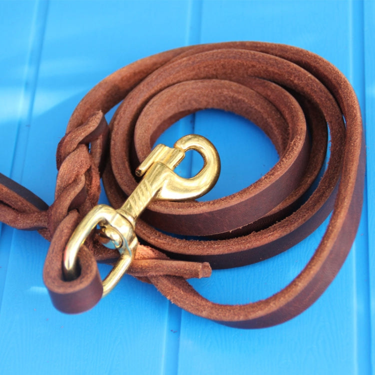 1.2 x 300cm Pet Outing Cowhide Towing Leash Dog Training Harness(Bronze Hook)
