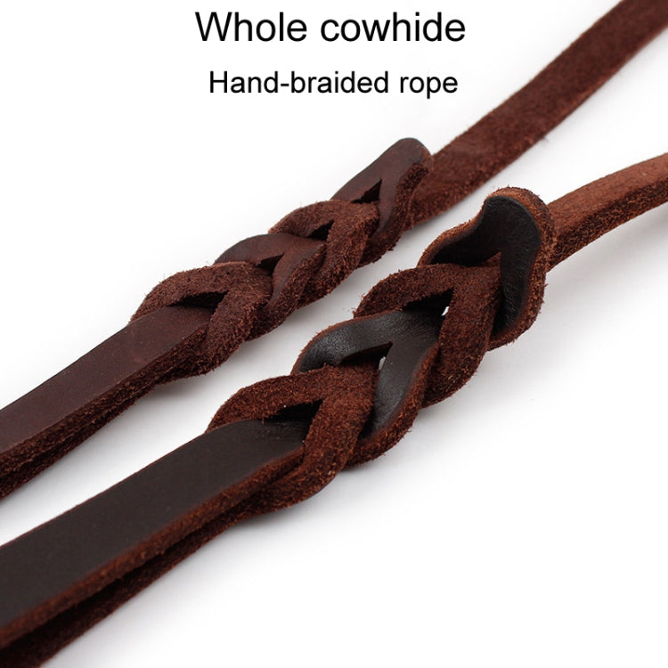 1.2 x 300cm Pet Outing Cowhide Towing Leash Dog Training Harness(Bronze Hook)