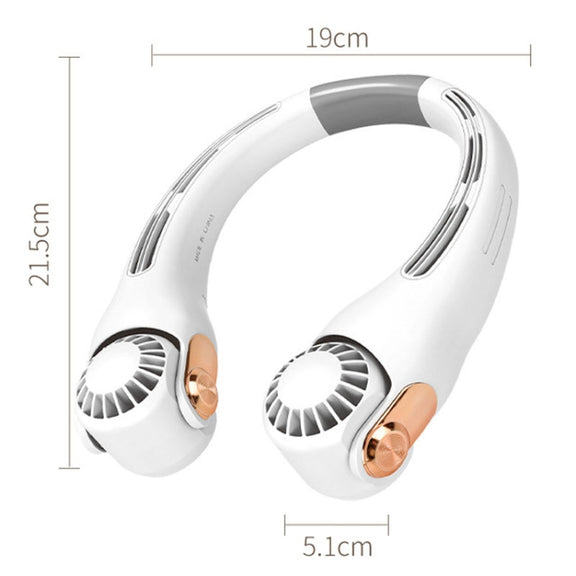 Mini Silicone Neck Fan Portable USB Student Outdoor Adjustable Fan(White)