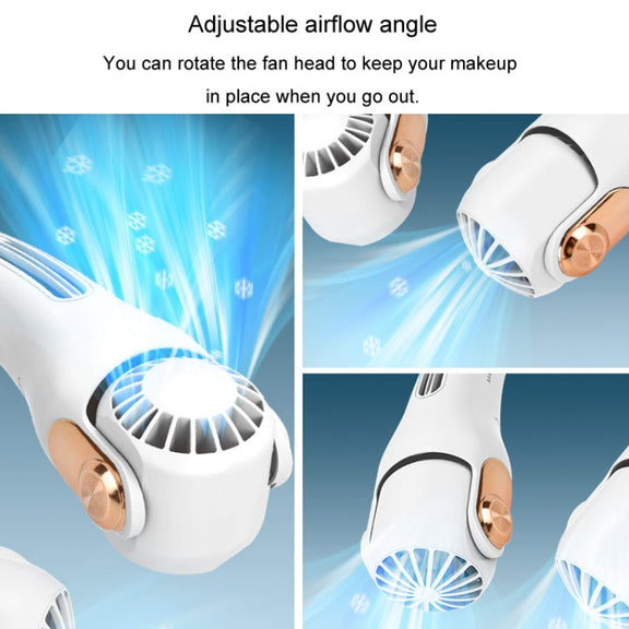 Mini Silicone Neck Fan Portable USB Student Outdoor Adjustable Fan(White)