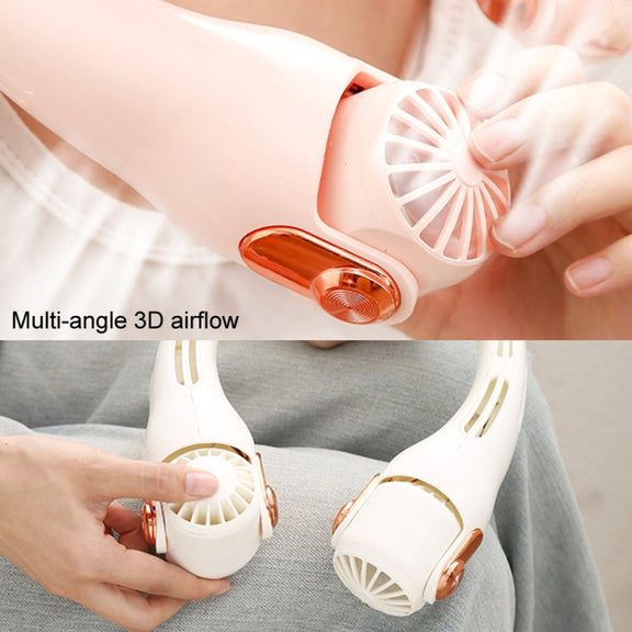 Mini Silicone Neck Fan Portable USB Student Outdoor Adjustable Fan(White)
