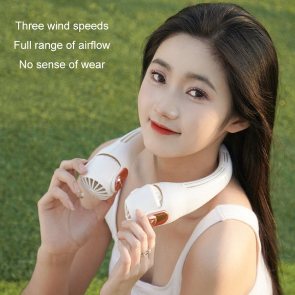Mini Silicone Neck Fan Portable USB Student Outdoor Adjustable Fan(White)