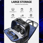 Bopai 61-98611 Large-capacity Water-resistant First-layer Cowhide Laptop Backpack With USB+Type-C Port(Black)