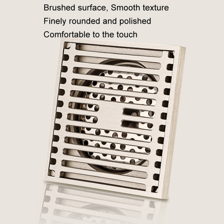 All Copper Brushed Anti-Odor Floor Drain Gravity Copper Core Bathroom Floor Drain, Specification: 8x20cm Long Invisible Medium Drain